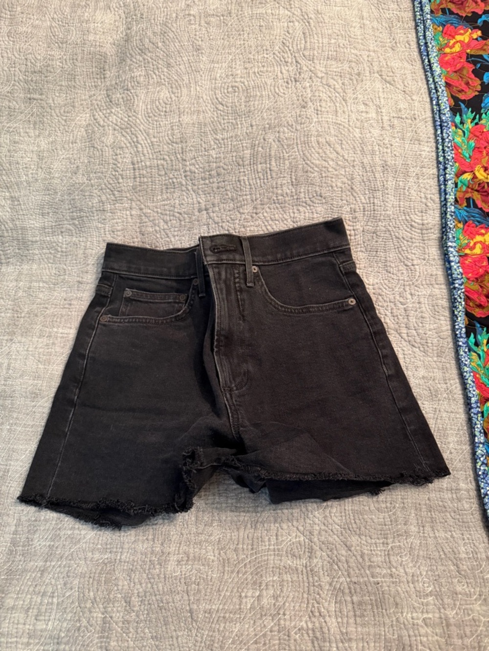 Denim Forum Black High-Rise Cutoff Jean Shorts